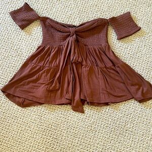 Off shoulder chocolate babydoll top